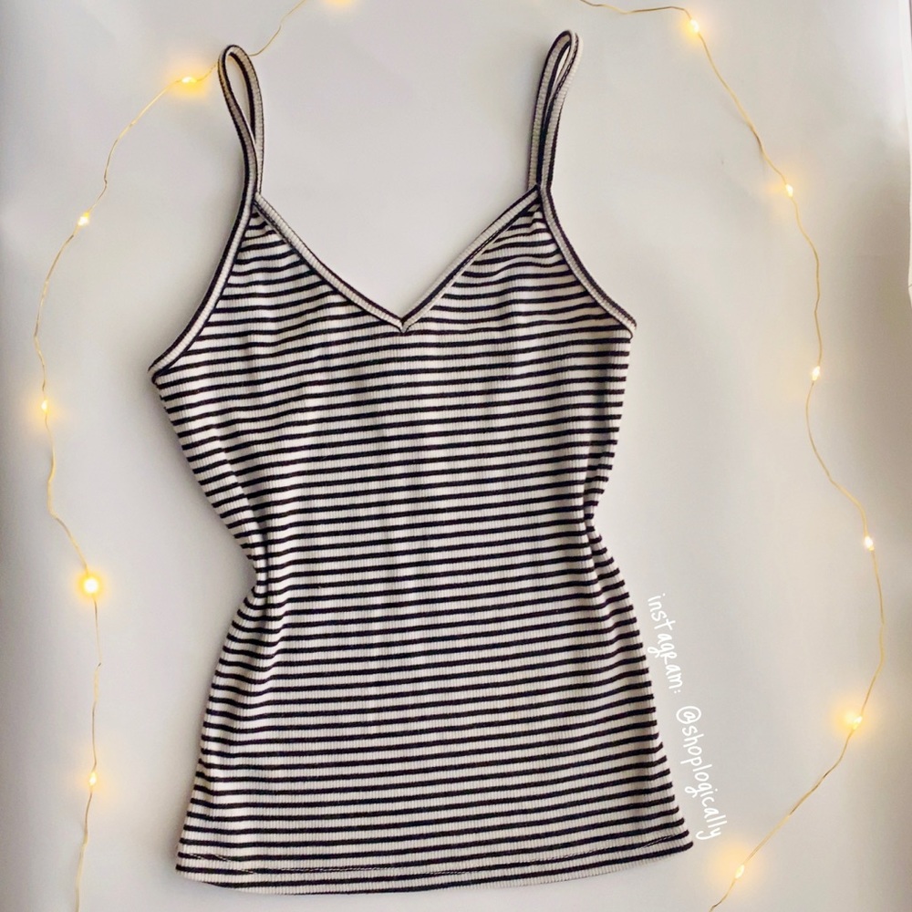 V-Neck Striped Tank Top XS
